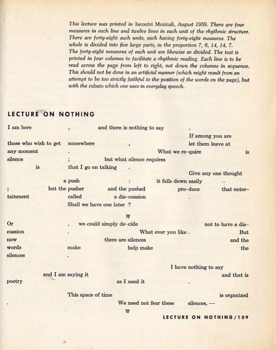 John Cage's Lecture on Nothing