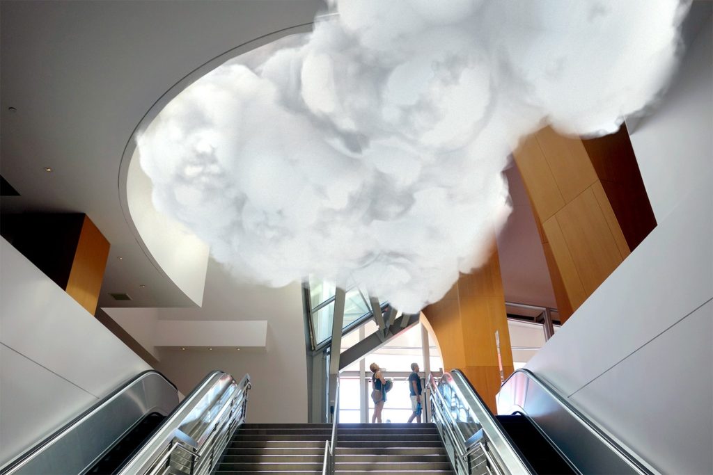 cloud above the escalators at Walt Disney Concert Hall